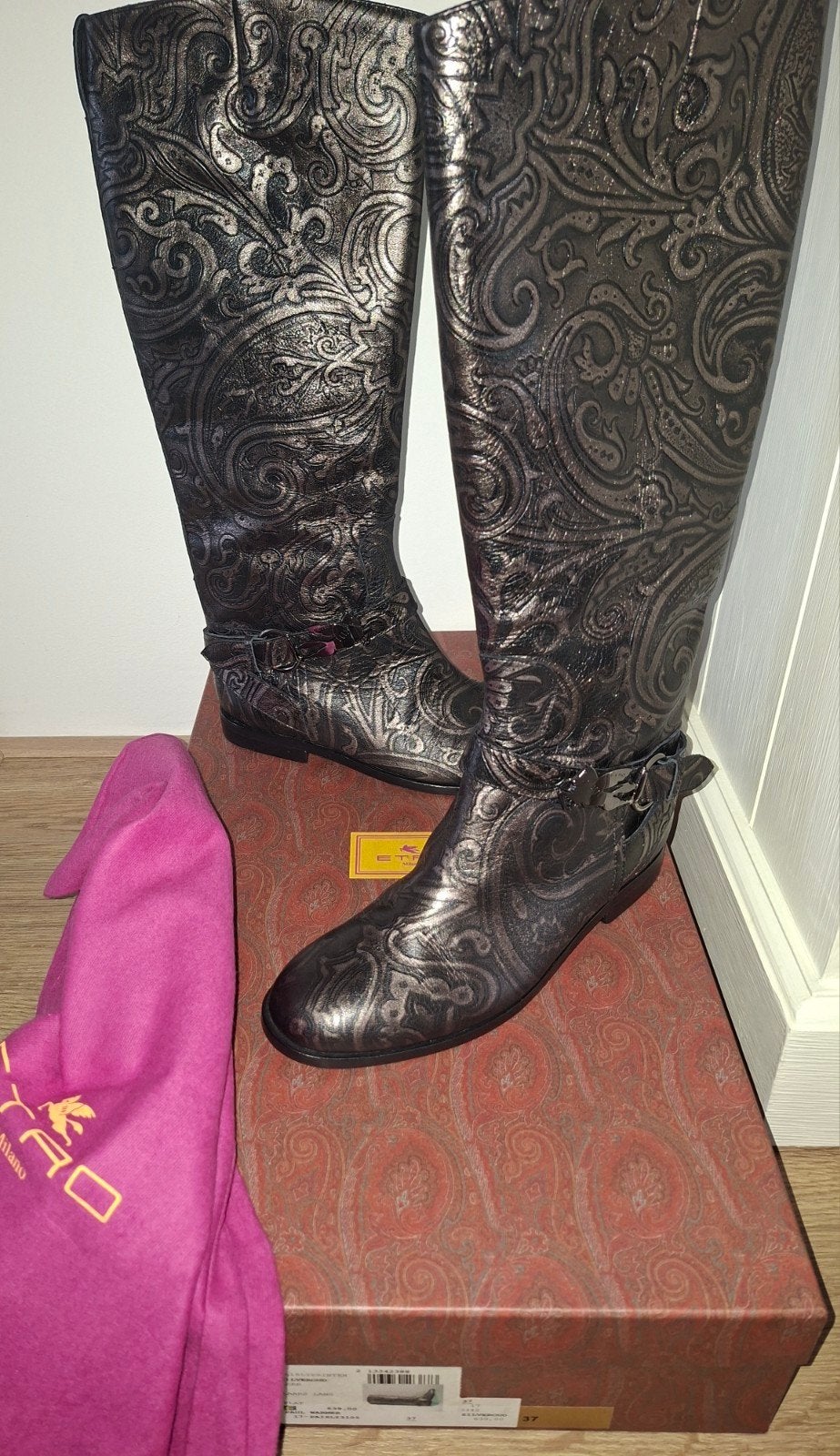 Etro vintage Italiaans handgemaakte Paisleyprint Laarzen, Ophalen, Hoge laarzen, Overige kleuren, Etro