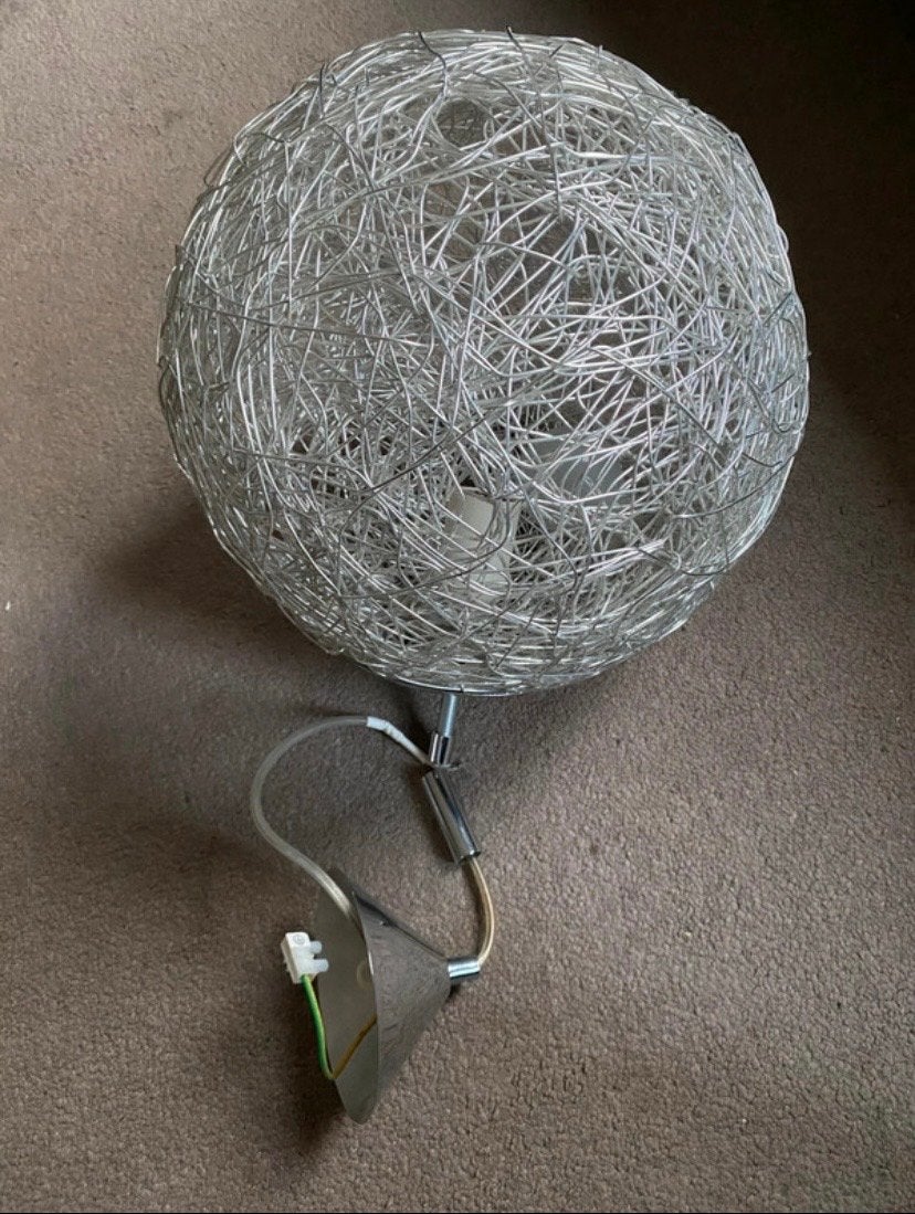 IKEA KROBY hanglamp, draadbol, zilverkleurig lamp, Ophalen of Verzenden, Zo goed als nieuw, Metaal, E27 (groot)