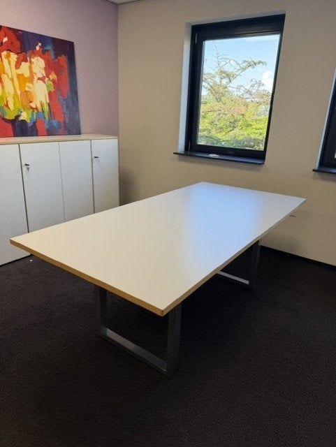 Vergadertafel Wit MDF blad – 200x100 cm , 199 euro, Gebruikt, 100 tot 150 cm, 200 cm of meer, Ophalen of Verzenden