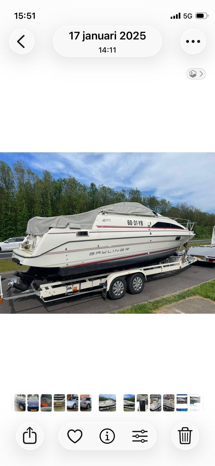 Bayliner sunbridge 2651 project zonder TRAILER, Watersport en Boten, Motorboten en Motorjachten, Gebruikt, Binnenboordmotor, Trailer