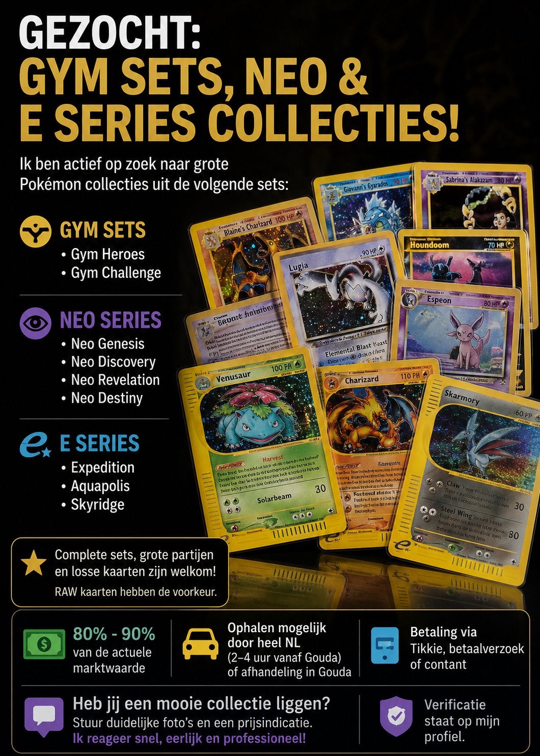 Pokemon vintage collecties gezocht! Mastersets!, Ophalen of Verzenden, Zo goed als nieuw