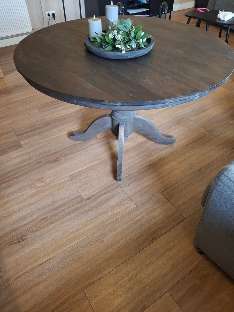 Ronde houten eettafel  aura peeperkorn- Robuust en sfeervol, Huis en Inrichting, Landelijk, Robuust, Klassiek, Gebruikt, Rond