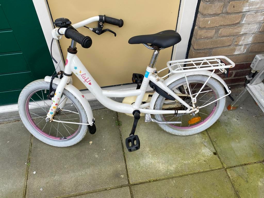 Lief! kinderfiets 16 inch - wit met roze accenten, Fietsen en Brommers, Ophalen, Gebruikt, 16 tot 20 inch