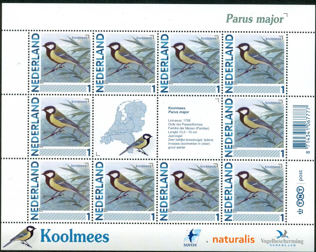 Ned. NVPH V2791 10 x Koolmees 2011, Postzegels en Munten, Postzegels | Nederland, Ophalen of Verzenden, Na 1940, Postfris