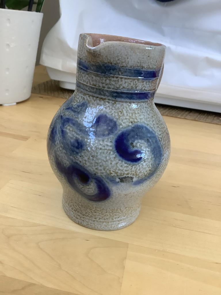 Vintage Keuls vaasje / kannetje - Blauw grijs aardewerk, Ophalen of Verzenden