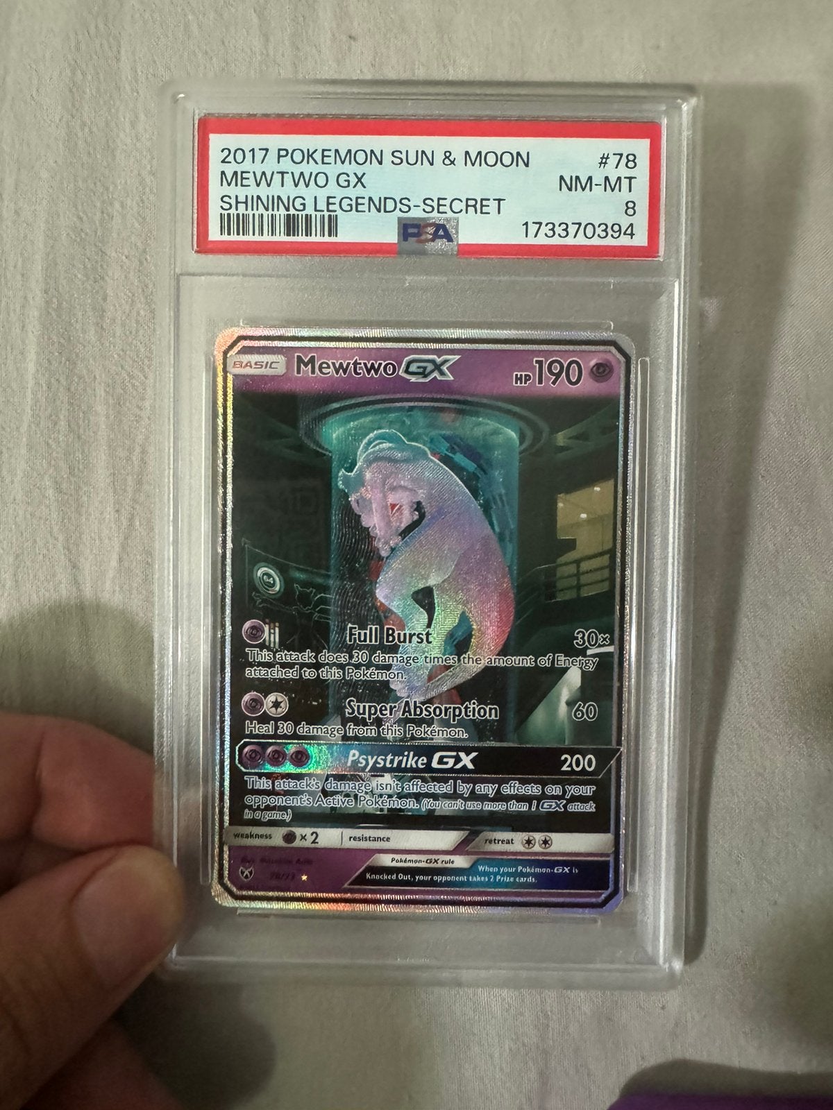 Mewtube/Mewtwo Gx 78 PSA 8, Ophalen of Verzenden, Zo goed als nieuw