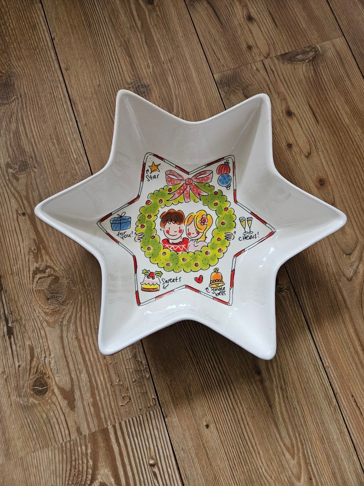 Blond Amsterdam Kerst Stervormige Schaal - Handbeschilderd K, Ophalen, Handbeschilderd, Porselein of Keramiek, Schaal