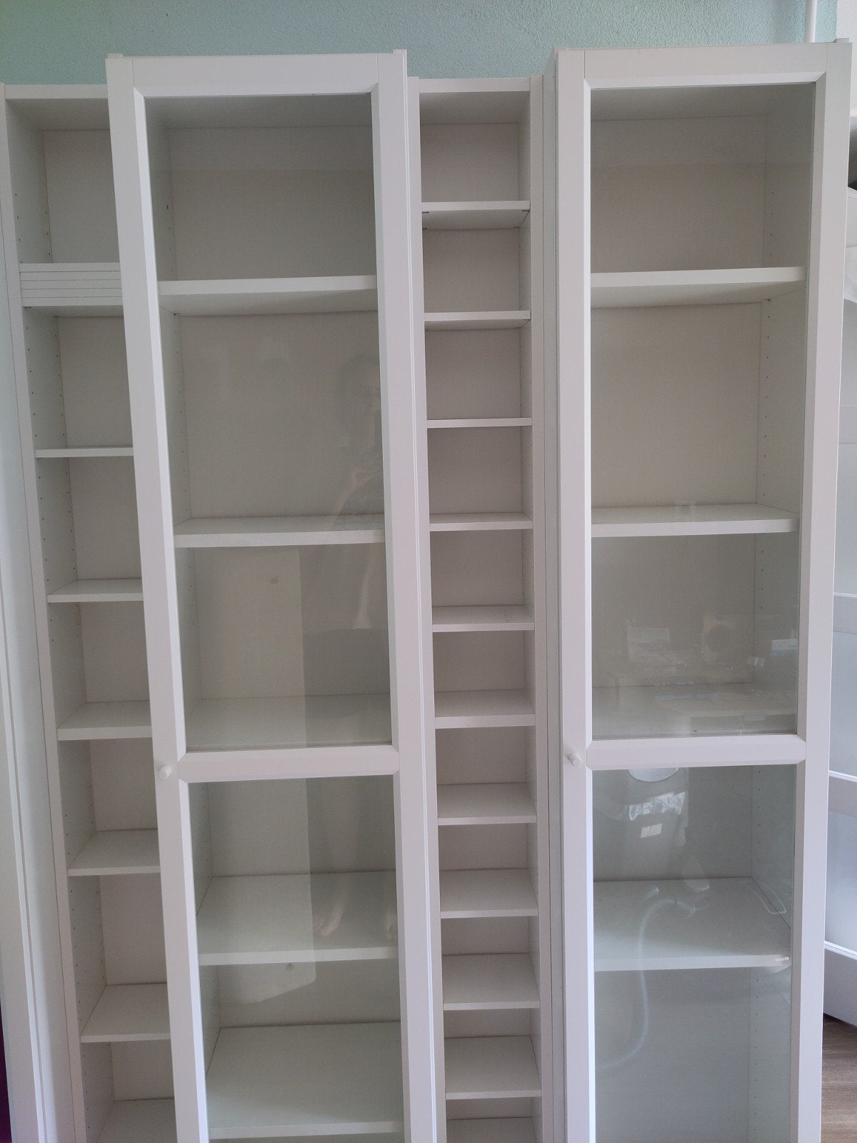 Ikea Billy boekenkasten met glazen deuren, wit, 40 en 20 cm, Ophalen, 150 discs of meer, Zo goed als nieuw, Hout