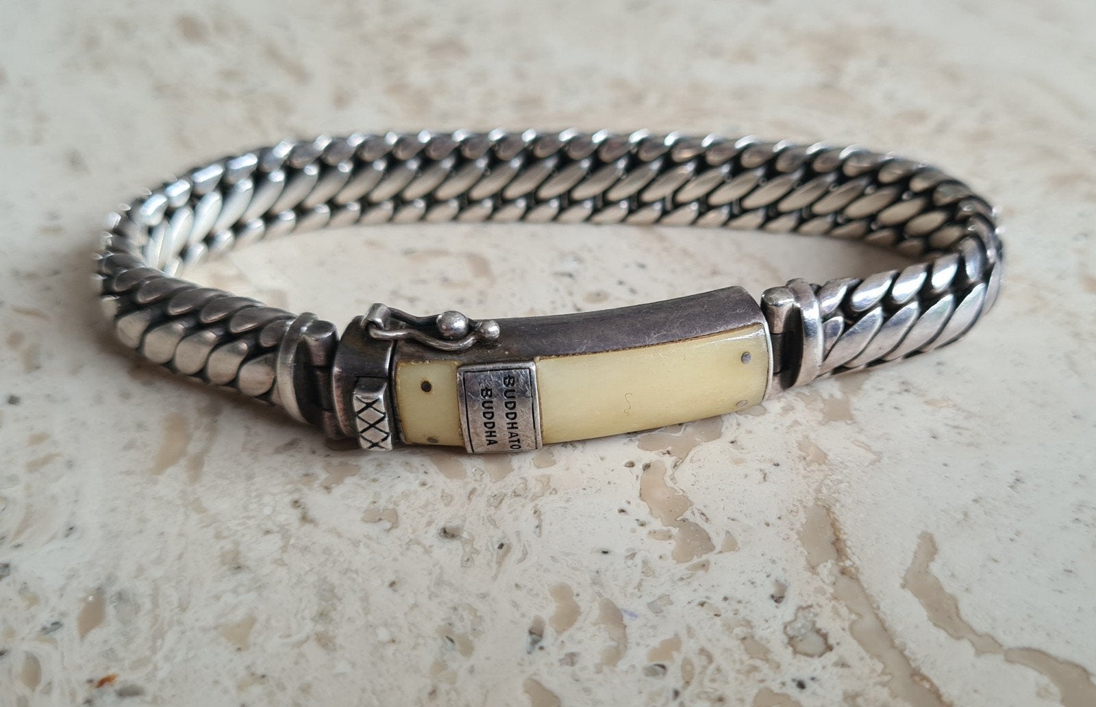 Buddha to buddha armband, Ophalen of Verzenden, Zo goed als nieuw, Zilver, Zilver