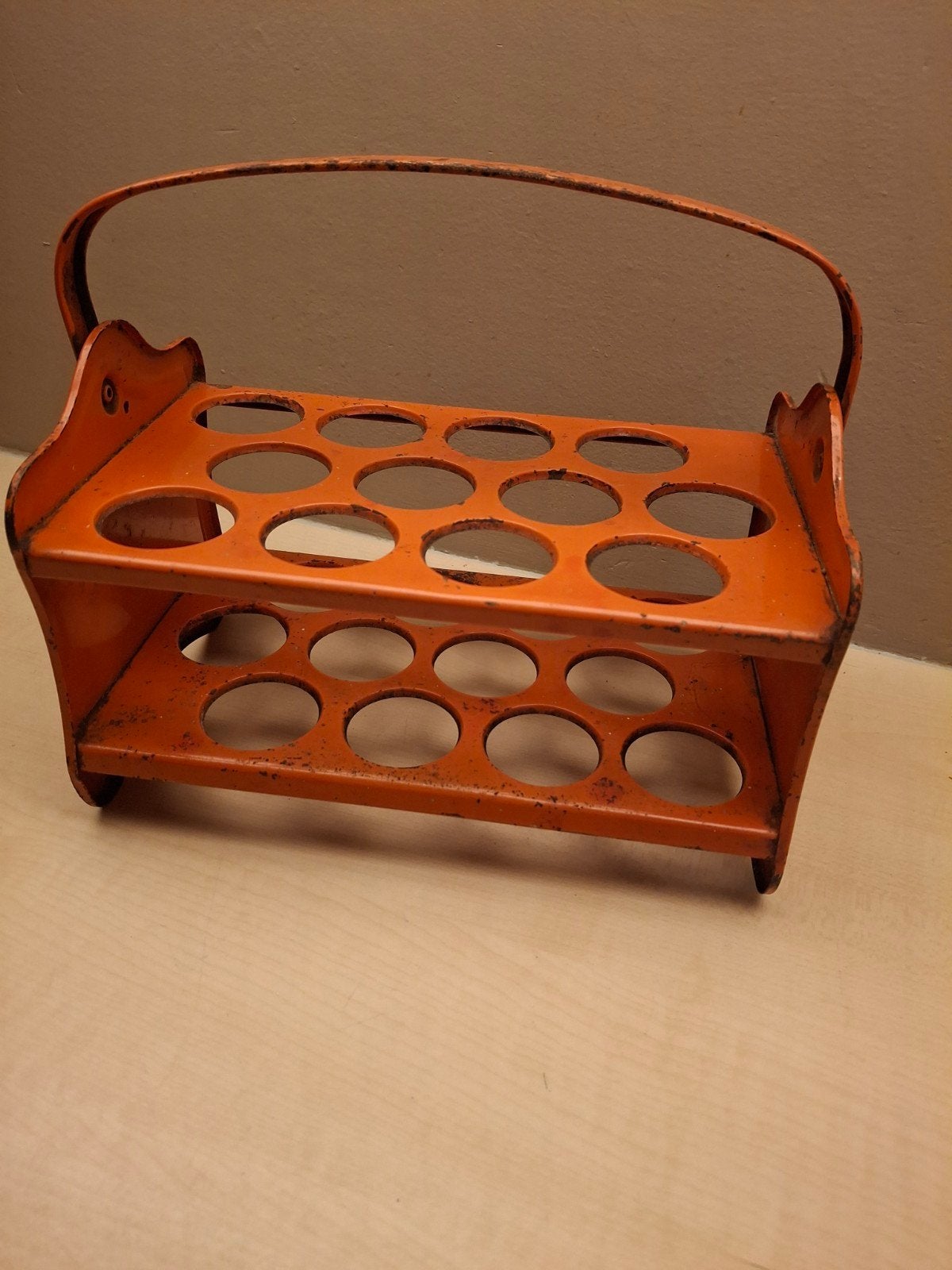 Vintage Oranje Metalen Eierrek - Retro Keukenaccessoire, Antiek en Kunst, Ophalen of Verzenden