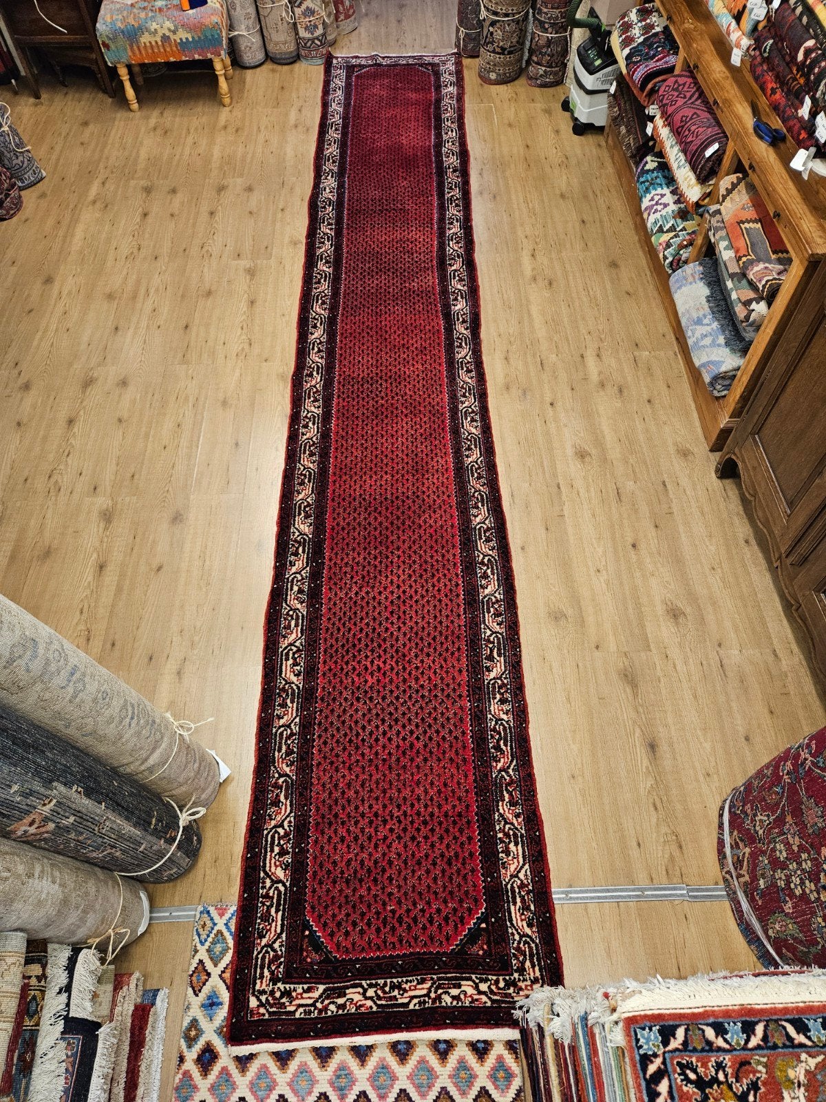 Vintage handgeknoopt perzisch tapijt loper sarough 507x83, Info@SlatsAntiek.nl, Tweedehands, Perzisch, Rechthoekig