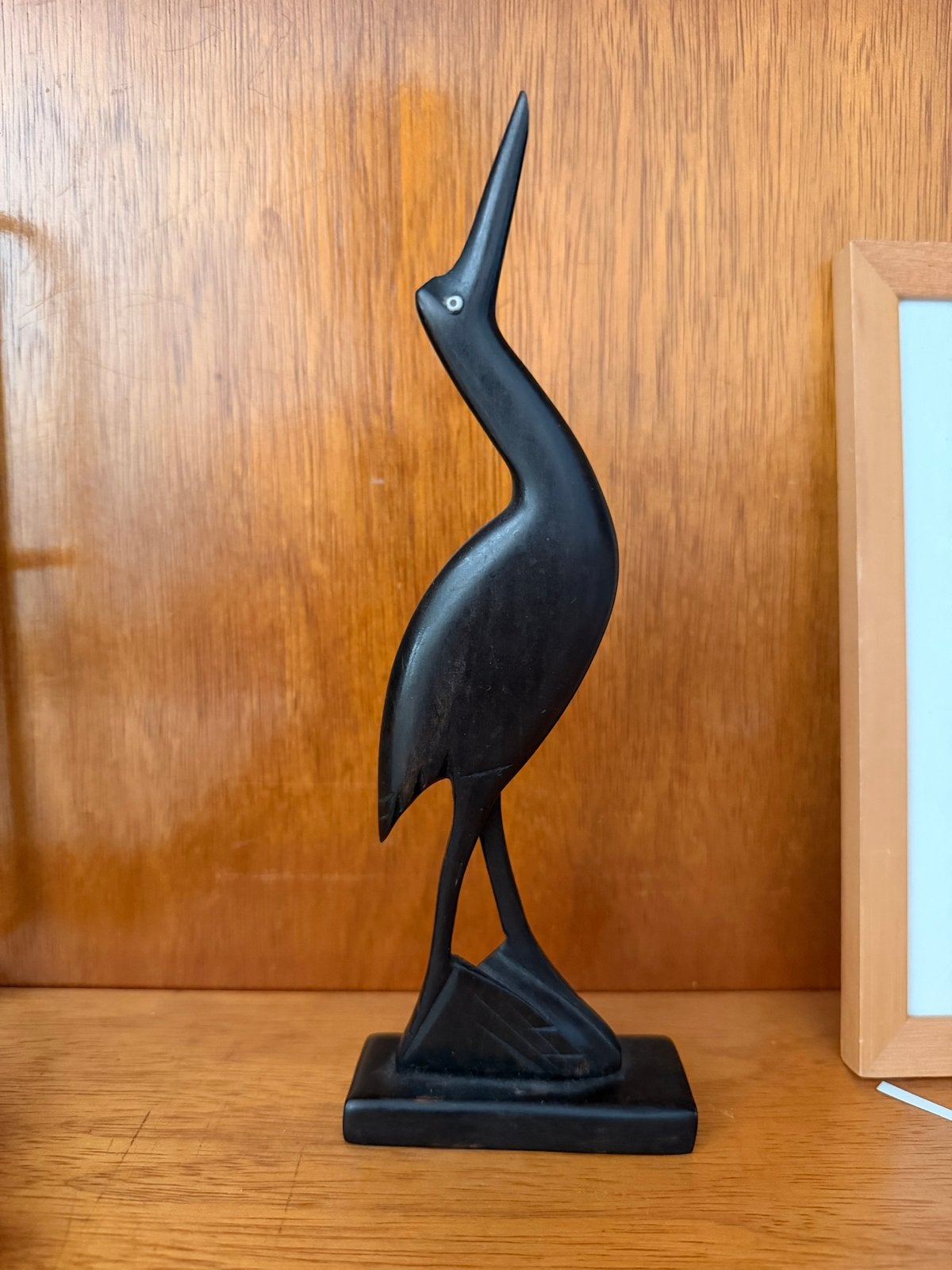 Vintage houten kraanvogel sculptuur, Ophalen of Verzenden