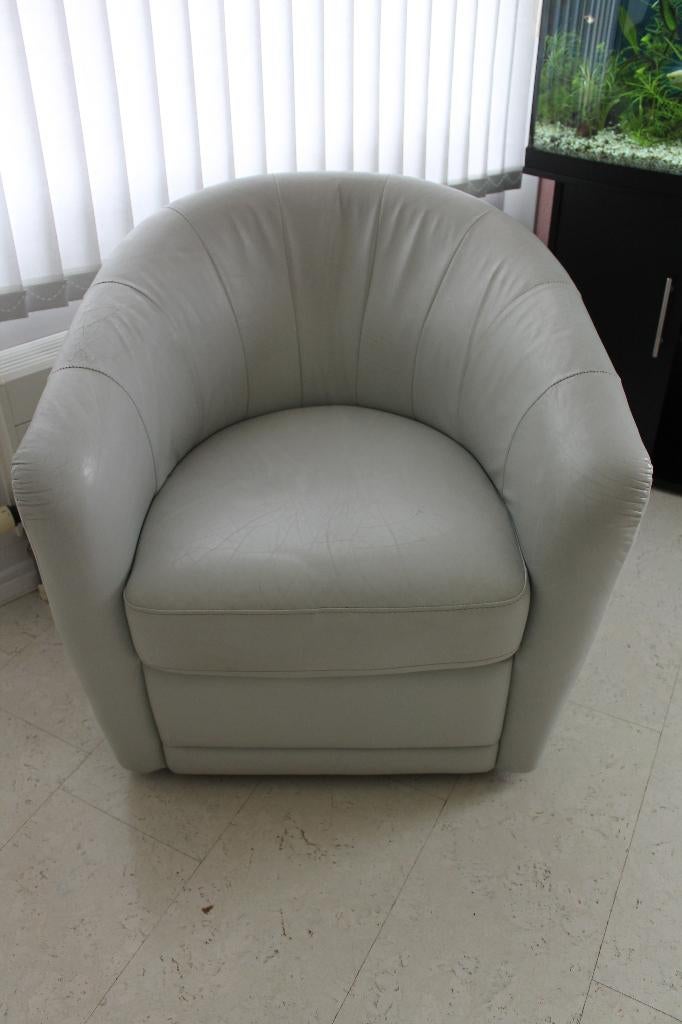 Natuzzi lederen draaifauteuil, fauteuil, stoel, leder, leer, Ophalen, Gebruikt, 50 tot 75 cm, Leer