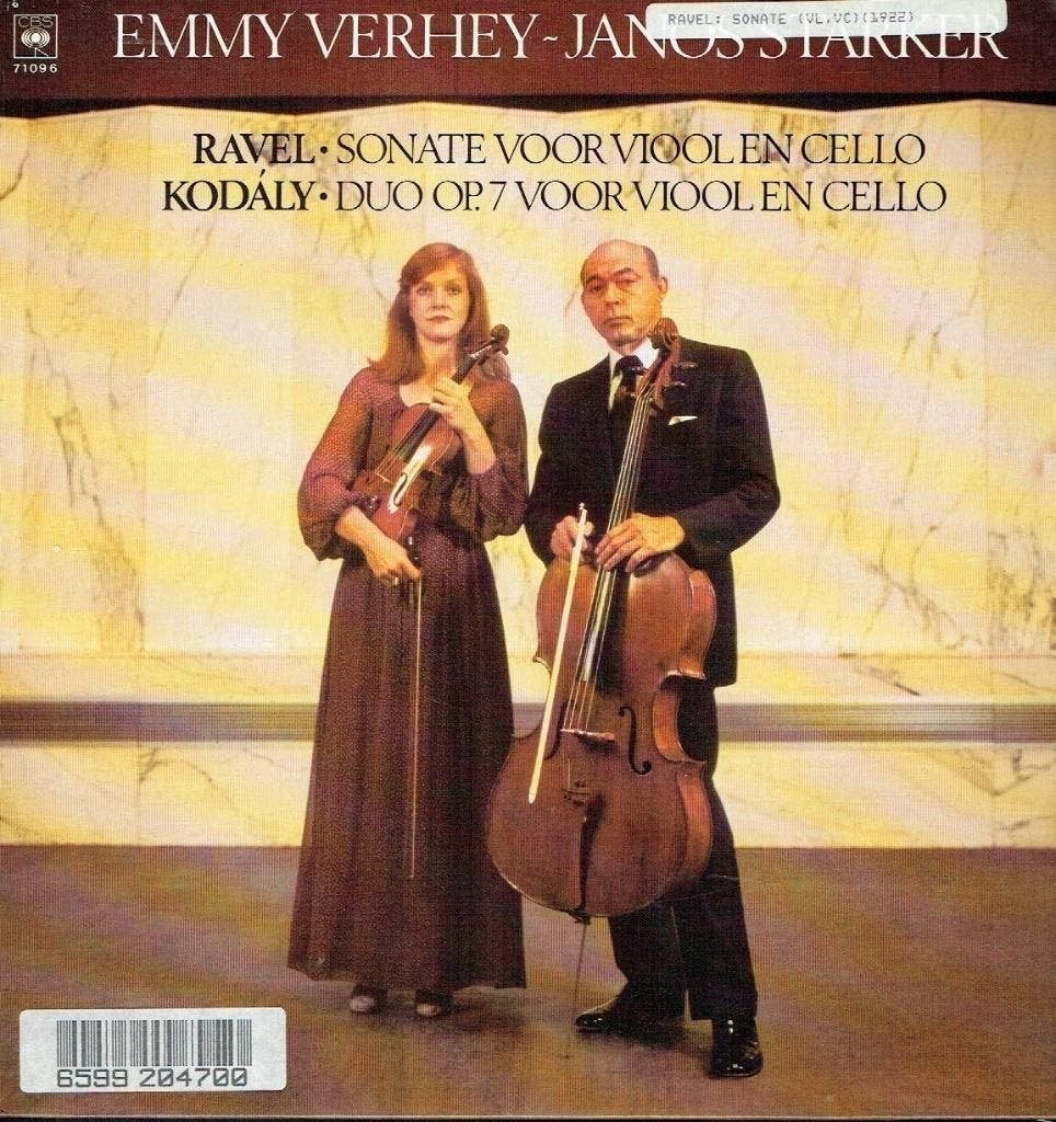 Emmy Verhey Janos Starker Ravel Kodály–Sonate Viool En Cello, Kamermuziek, Verzenden, Zo goed als nieuw, 12 inch