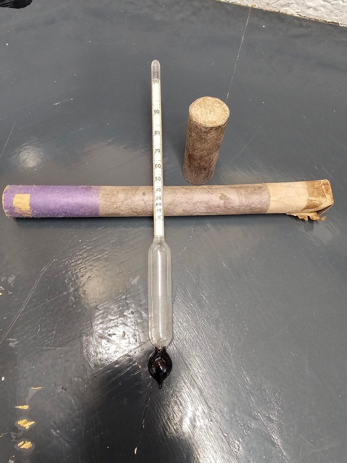 Antieke Alcoholmeter / Hydrometer in Koker, Ophalen of Verzenden