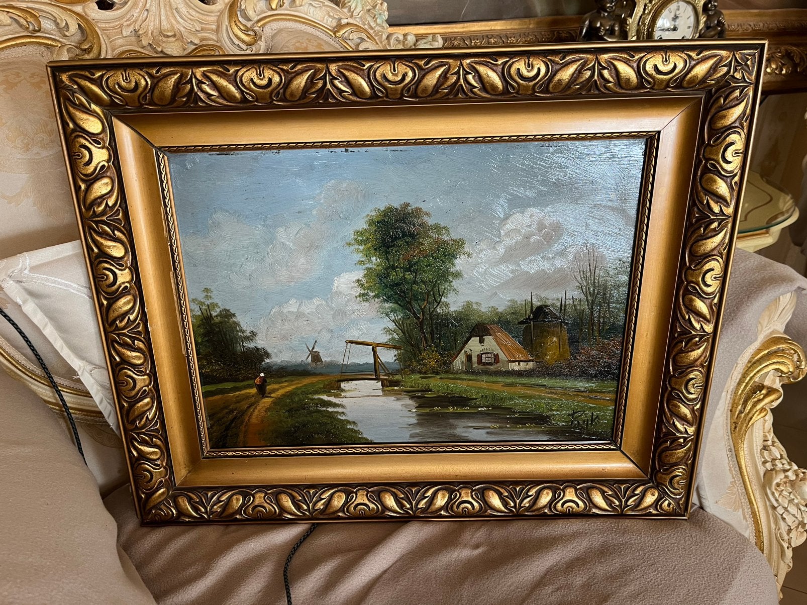 Antiek olieverf landschap schilderij, Ophalen