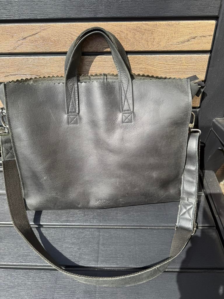 Myomy paperbag laptoptas leer, Computers en Software, Laptoptassen, Zo goed als nieuw, Aktetas, 15 inch, Ophalen of Verzenden