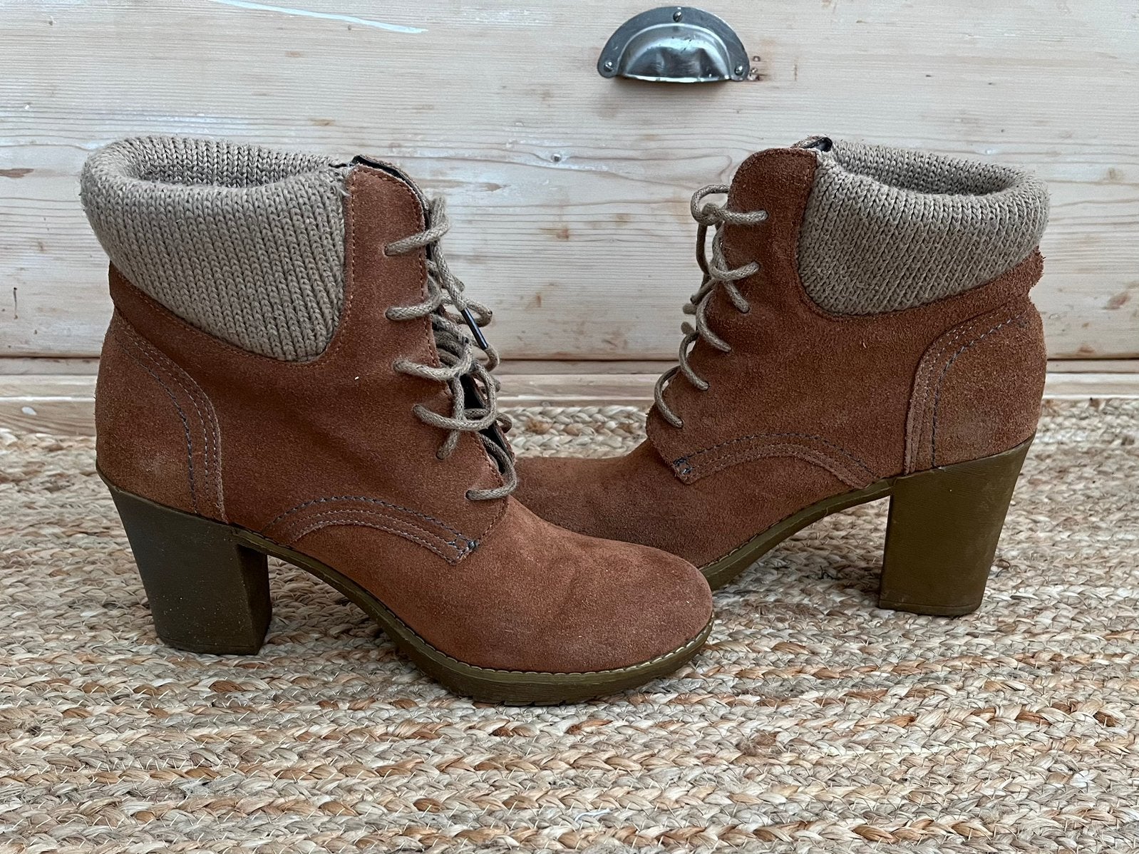 Pepe Jeans cognac bruine schoenen, hoge hak mt 38, Bruin, Verzenden, Zo goed als nieuw, Schoenen met hoge hakken