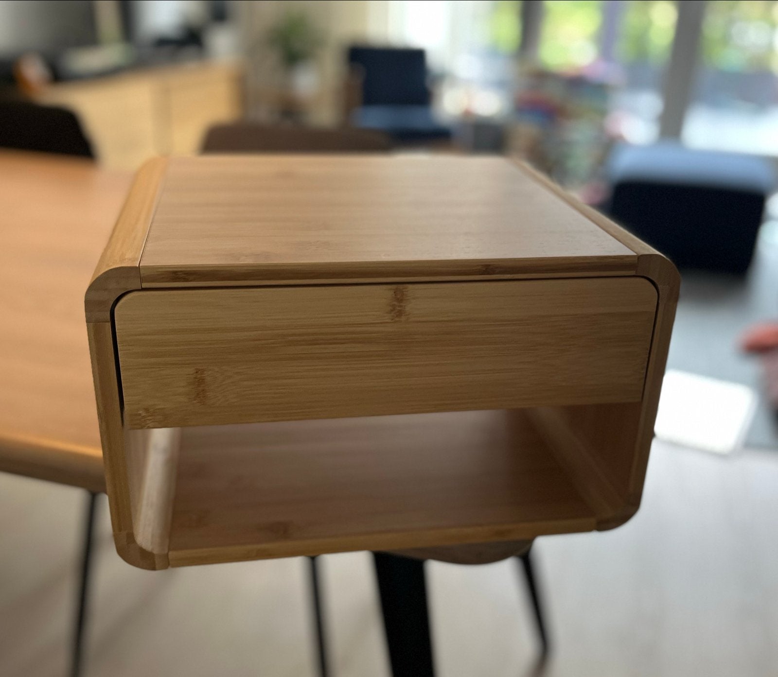 Zwevend nachtkastje bamboe met lade - Set van 2, Ophalen, Minder dan 45 cm, Nieuw, Minder dan 55 cm
