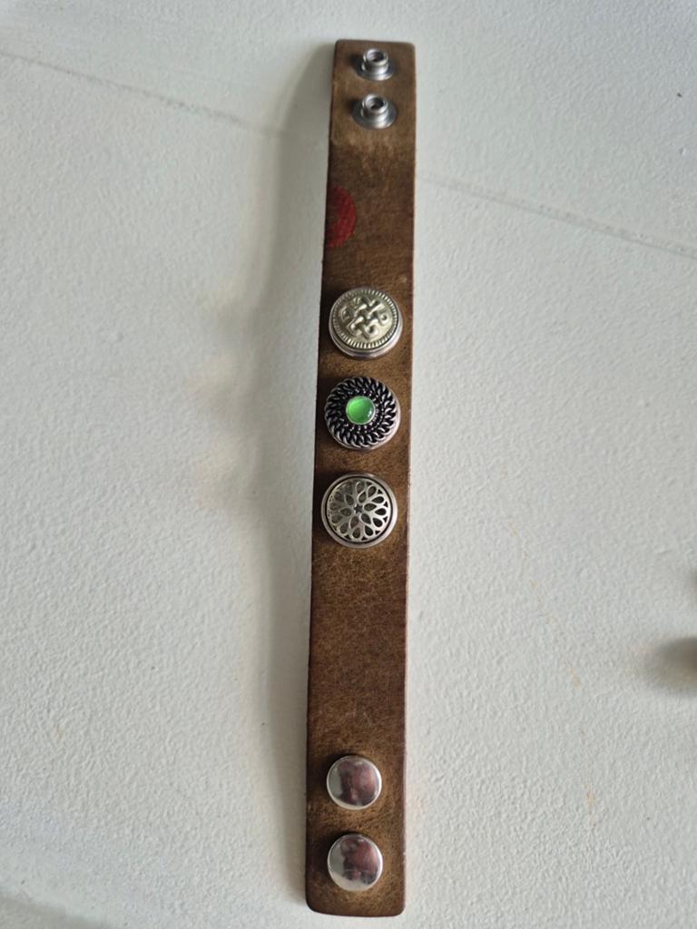 Noosa Amsterdam armbanden met extra chunks, Gebruikt, Bruin, Leer, Ophalen of Verzenden