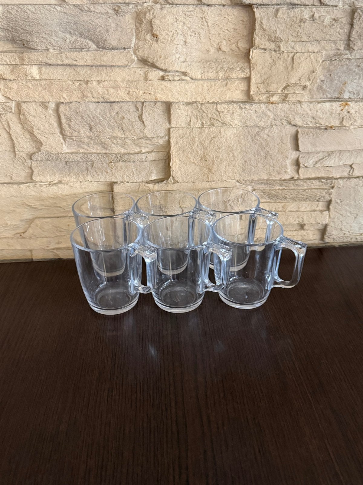Set van 6 glazen kopjes met schotels, Ophalen, Overige merken, Modern, Kop(pen) en/of Schotel(s)
