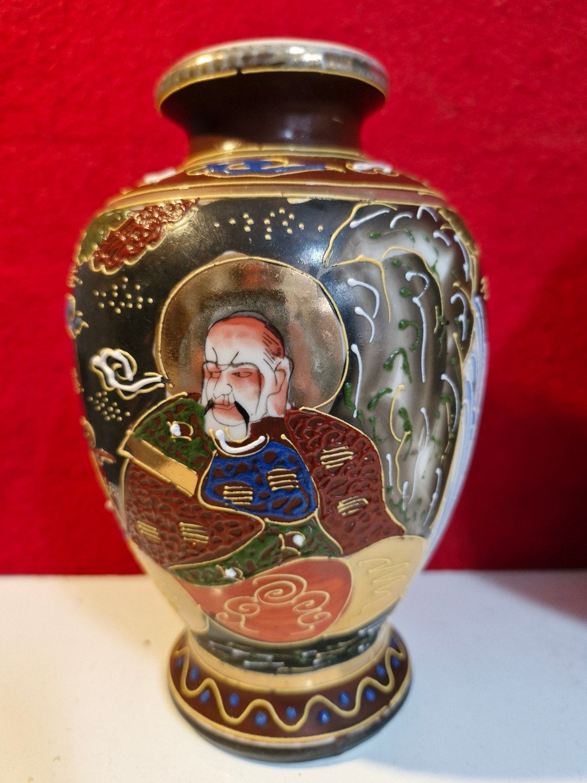 Antieke Japanse Satsuma vaas (1910-1930) met onsterfelijken, Ophalen of Verzenden