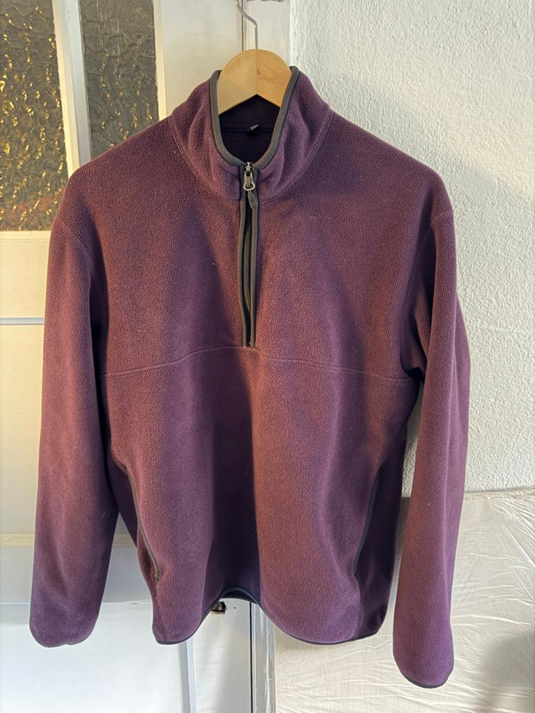 Paarse Uniqlo 1/4 rits fleece jas, maat M, Kleding | Heren, Ophalen of Verzenden, Zo goed als nieuw