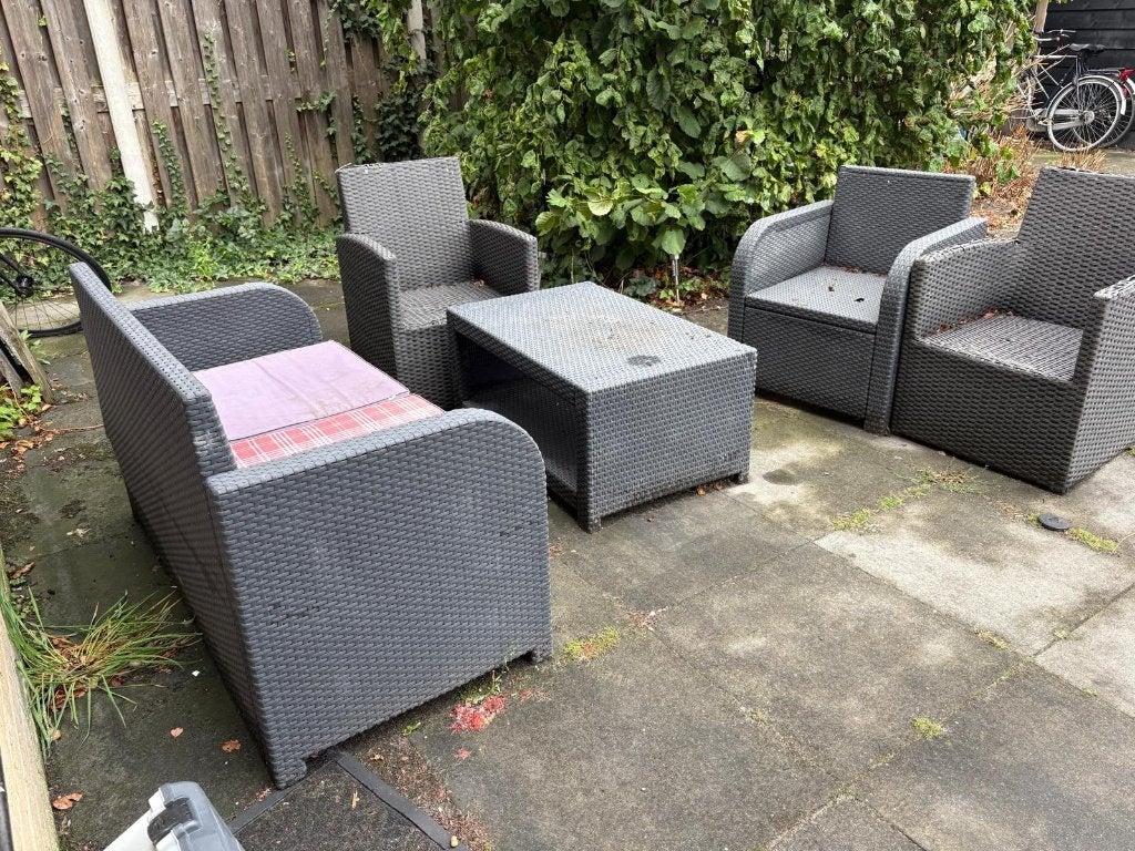Gratis tuinset / loungeset wicker, Ophalen, Gebruikt, 6 zitplaatsen, Loungeset