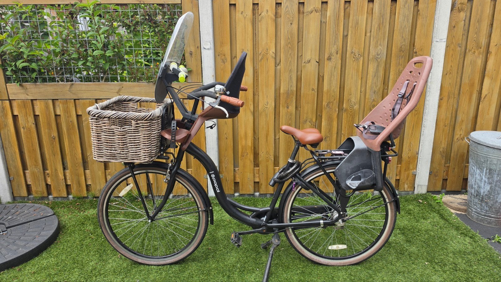 Popal mama fiets met 2 kinderzitjes en mand, Terugtraprem, Minder dan 47 cm, Ophalen, Overige merken
