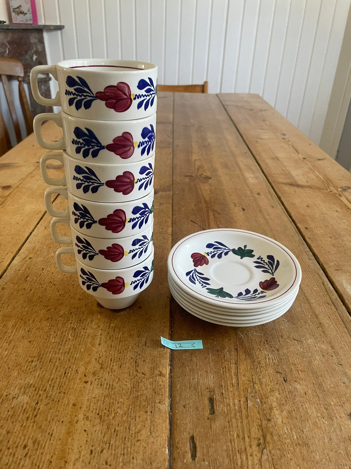 6 koffie/theekopjes Boerenbont, Ophalen of Verzenden, Zo goed als nieuw, Aardewerk, Overige typen