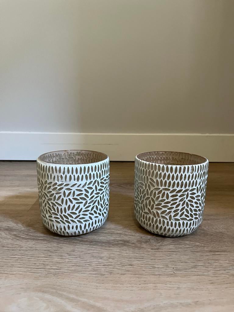 Twee bloempotjes 11x11, Ophalen, Overige materialen, Rond, Binnen