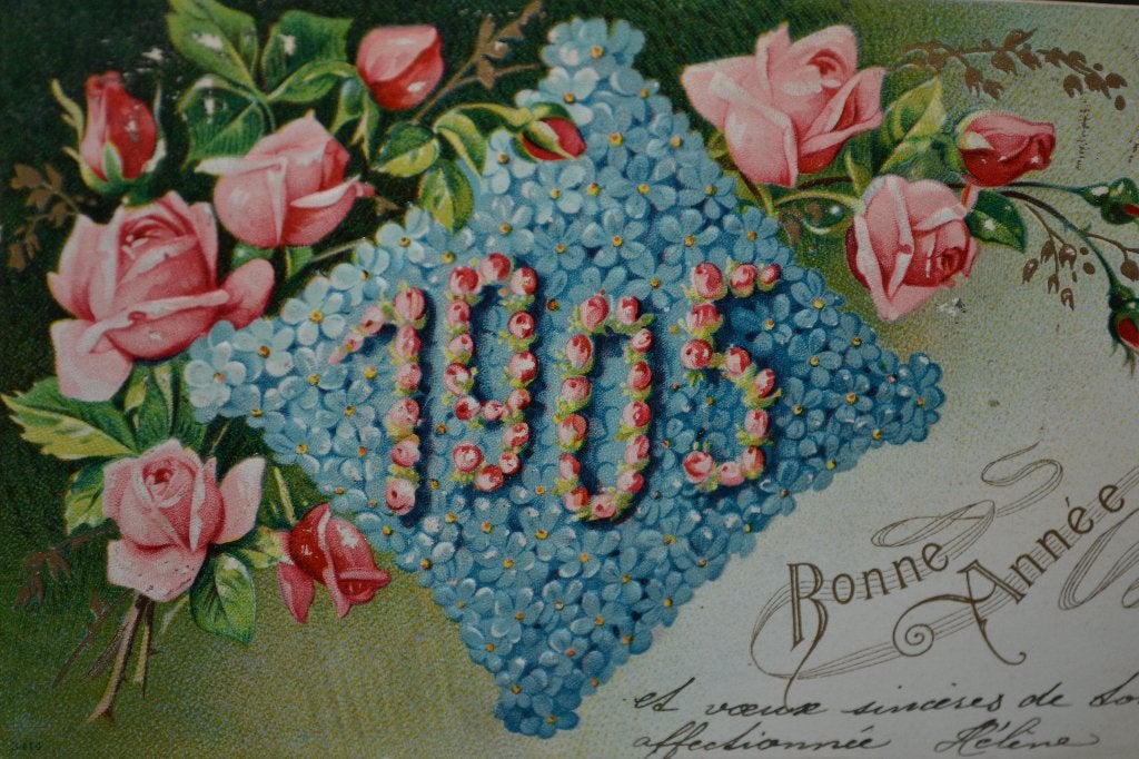 framlrijk relief  1905 vergeetmijnietjes rose rozen, Ophalen of Verzenden, Voor 1920, Gelopen, Sterren en Beroemdheden
