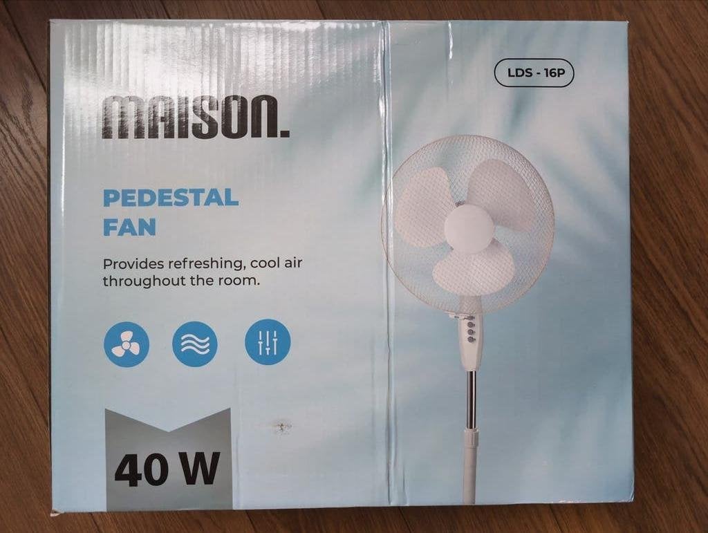 MAISON Statiefventilator 40W - Wit, 3 snelheden, oscillerend, Ophalen, Zo goed als nieuw, Statiefventilator