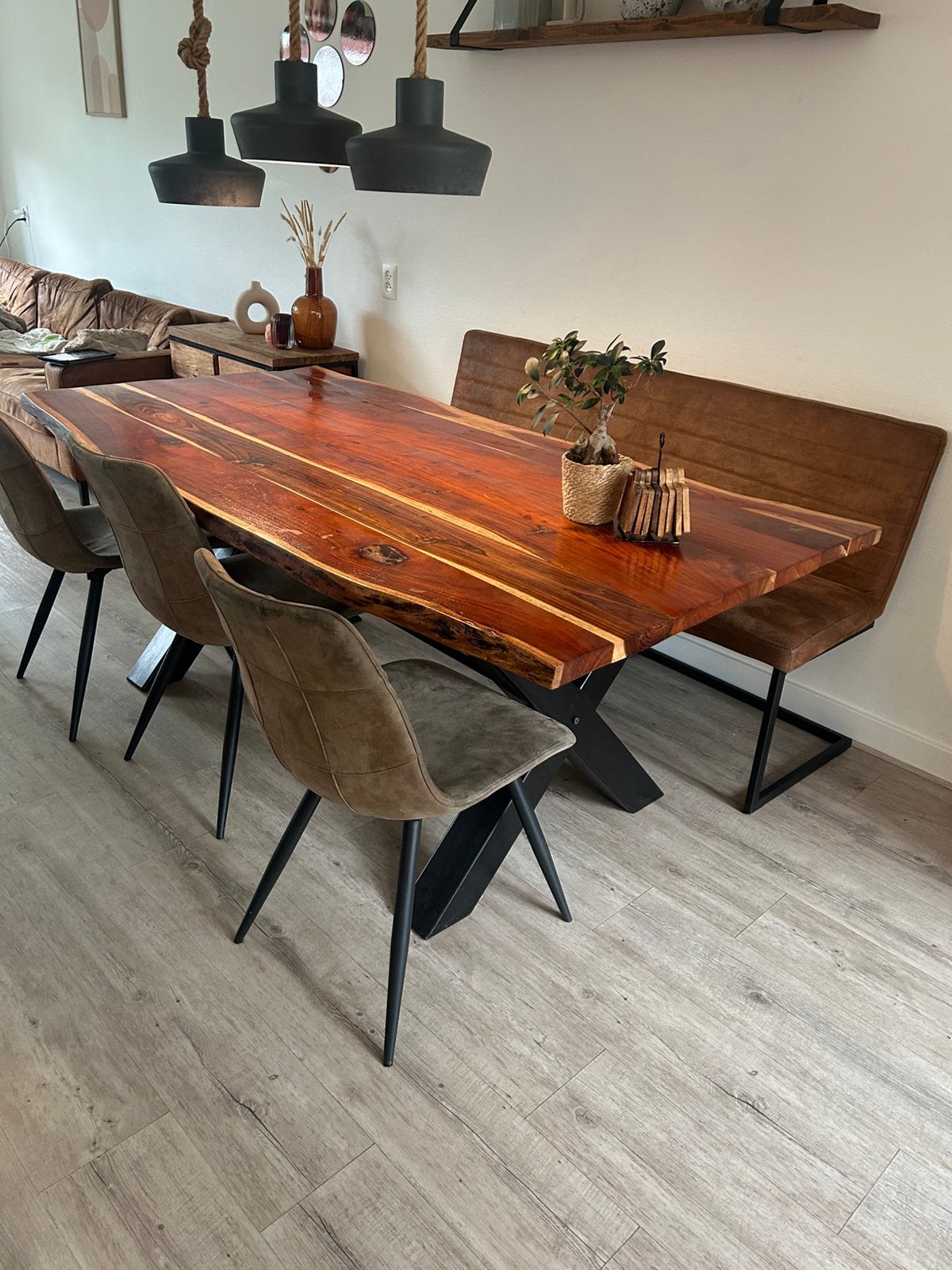 Mooie acacia houten eettafel, Huis en Inrichting, Tafels | Eettafels, Ophalen, 200 cm of meer, 50 tot 100 cm, Zo goed als nieuw