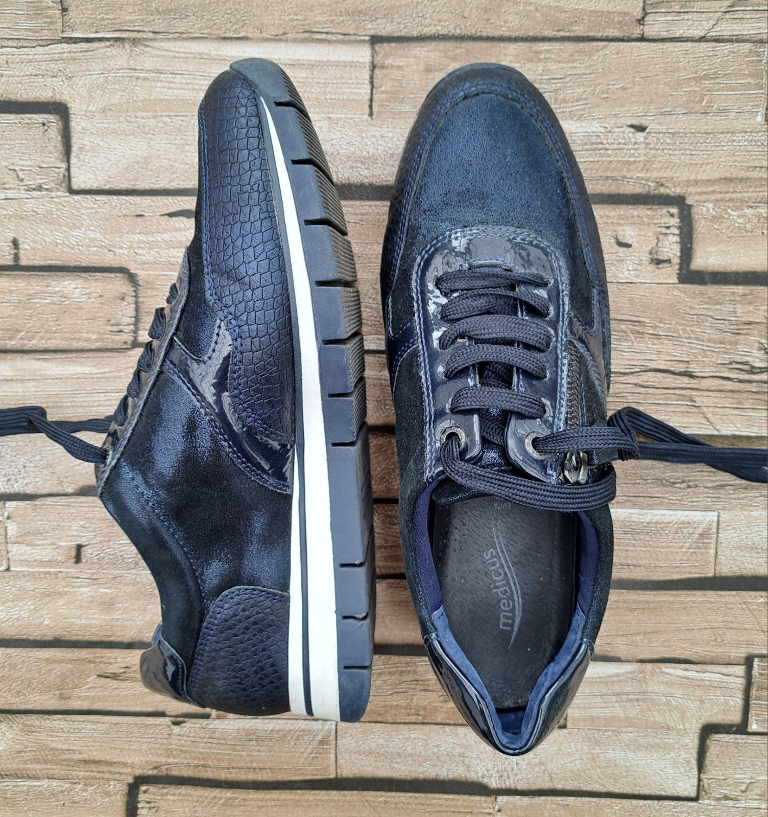 Medicus leren sneakers - als nieuw, donkerblauw, maat 40, Kleding | Dames, Schoenen, Medicus, X, Verzenden, Blauw