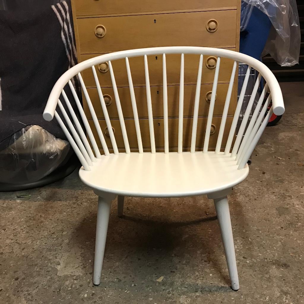 Spijlenstoel stoel fauteuil Eker Gillis Lundgren wit vintage, Ophalen of Verzenden, Nvt, Nvt, Nvt