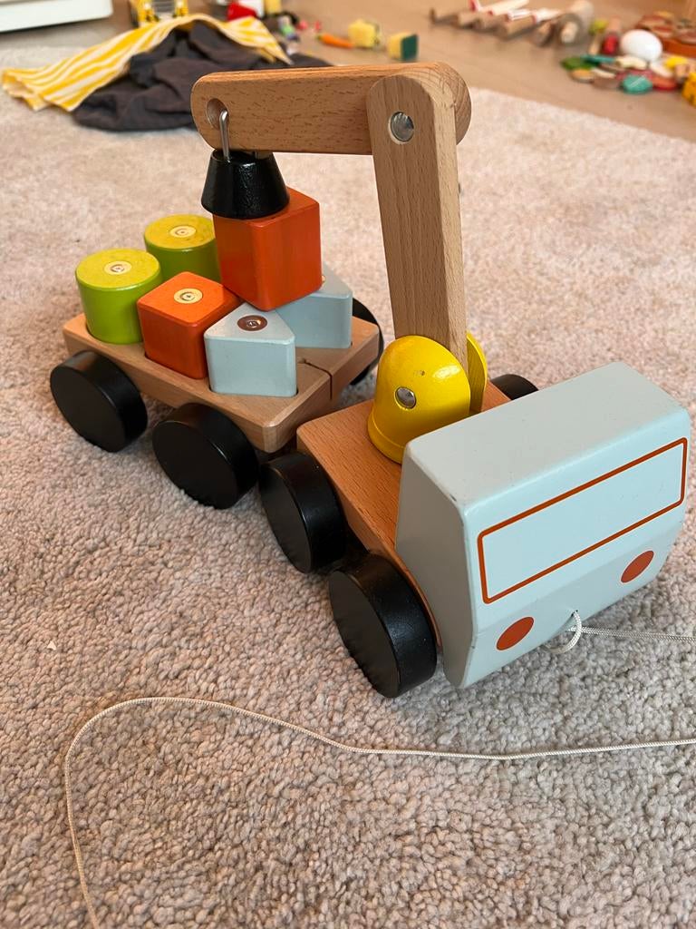 Ikea houten takelwagen met magnetische blokken, Ophalen of Verzenden, Gebruikt