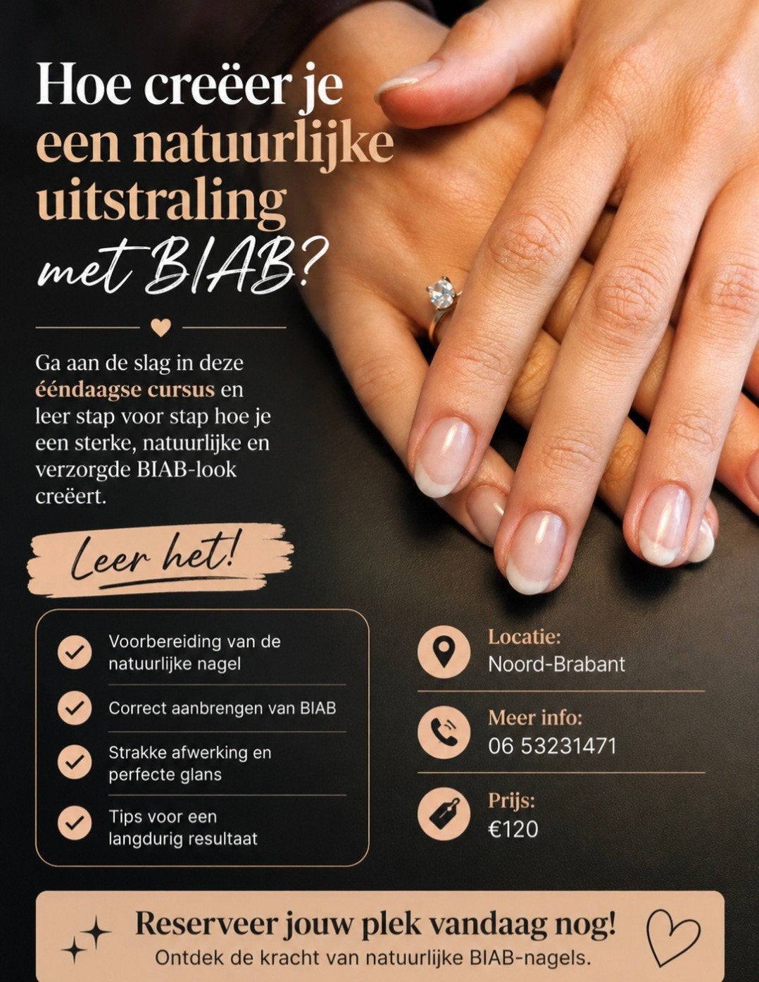 Ééndaagse cursus naturel look nails, Ophalen of Verzenden, Nieuw, Overige typen