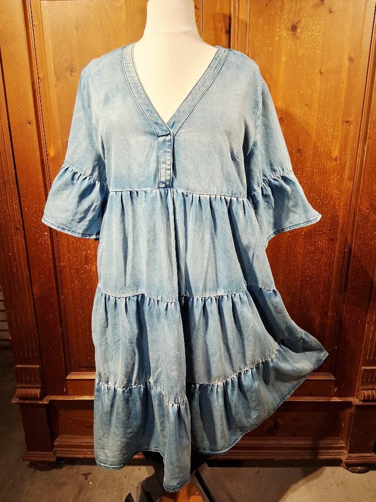 prachtige middellange jeans - denim jurk 46-48, Blauw, Maat 46/48 (XL) of groter, Nieuw, Ophalen of Verzenden