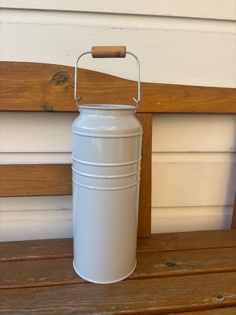 Vintage ikea socker melkbus bloemenvaas grijs metaal, Ophalen of Verzenden, Grijs, Metaal
