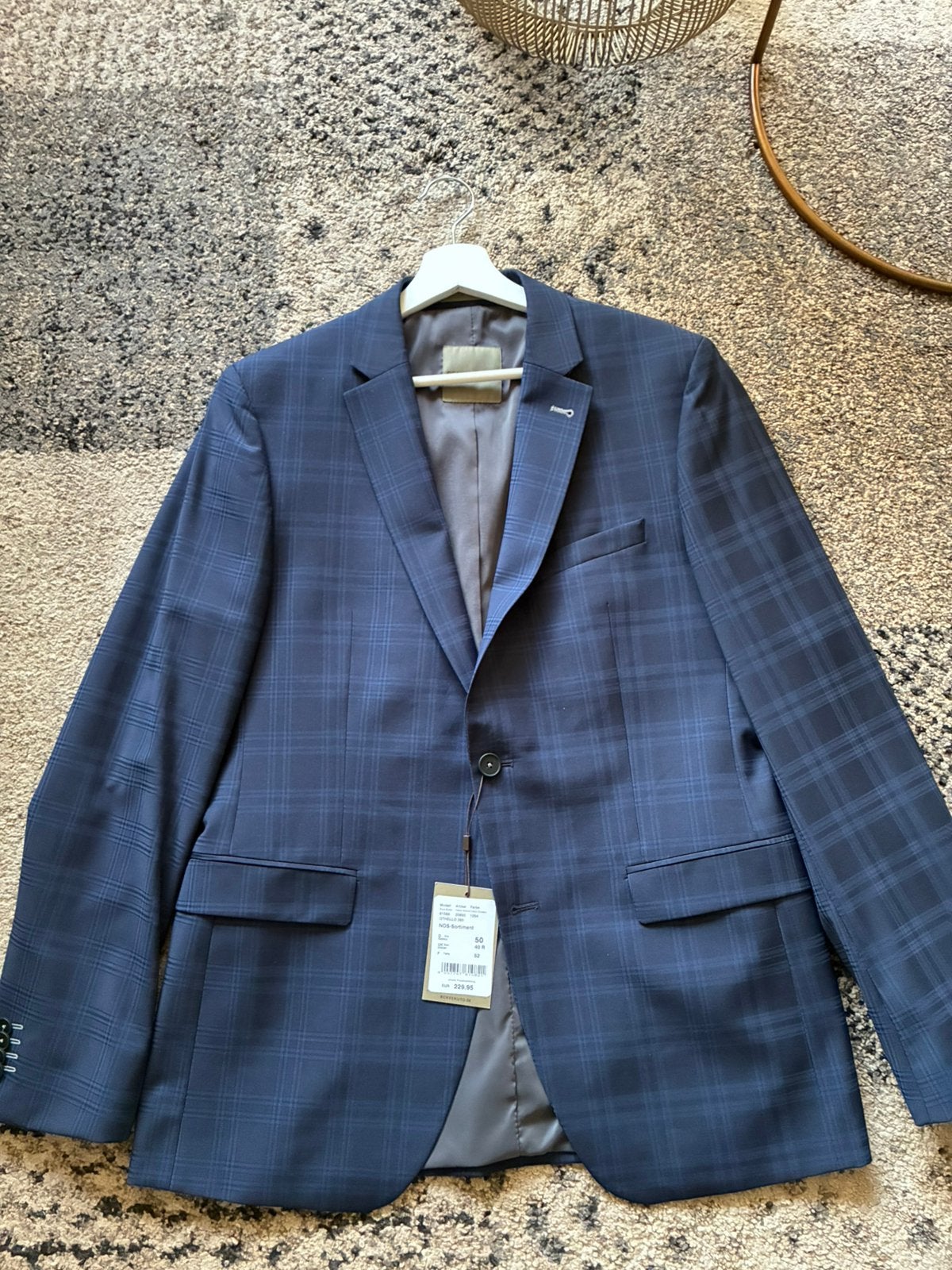 Benvenuto colbert blauw geruit getailleerd maat 50, Ophalen of Verzenden, Zo goed als nieuw, Maat 48/50 (M), Blauw