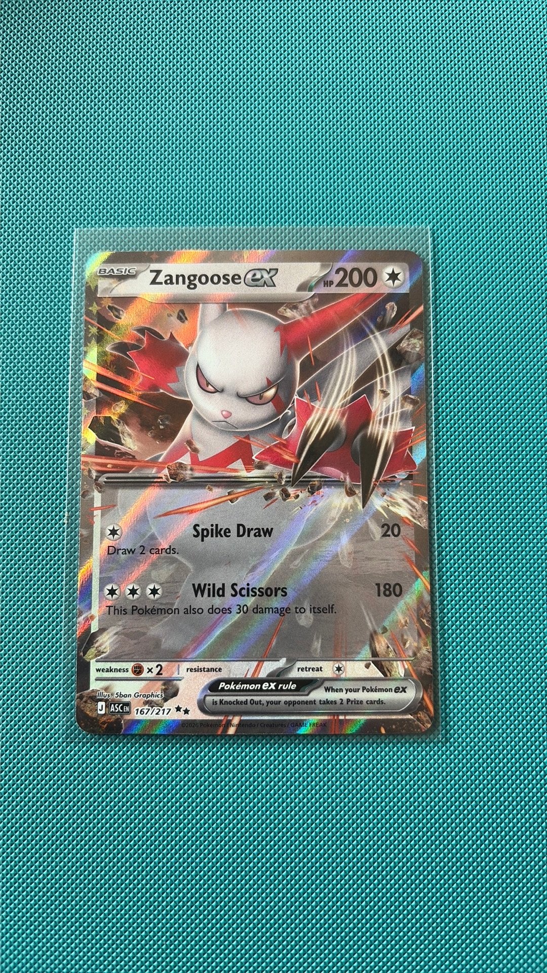 Zangoose EX 167/217 - Ascended Heroes, Hobby en Vrije tijd, Ophalen of Verzenden, Zo goed als nieuw
