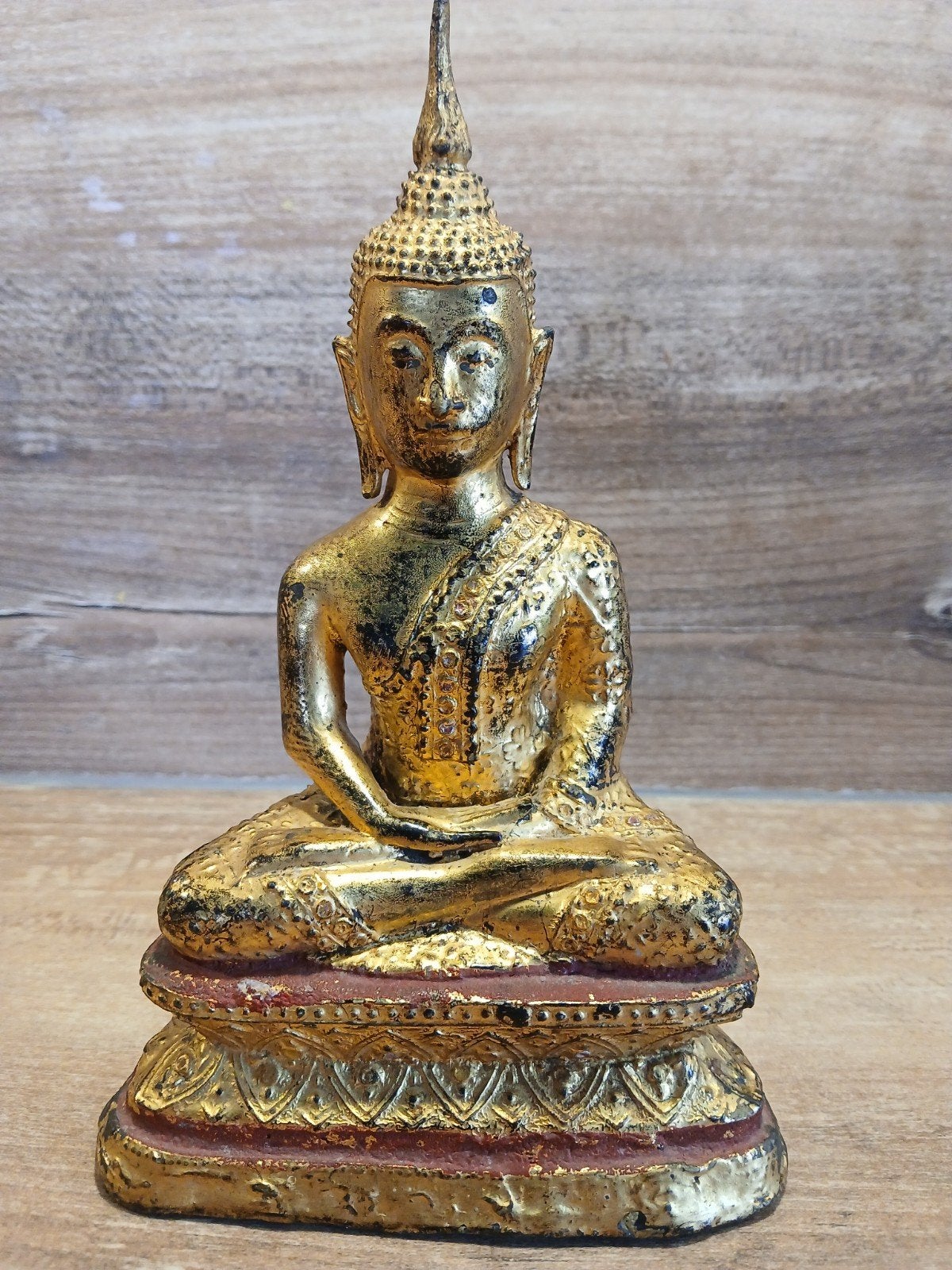 Antiek Thais Boeddhabeeld - Verguld Hout, Antiek en Kunst, Kunst | Niet-Westerse kunst, Hout, Goud, Ophalen of Verzenden, Handgemaakt