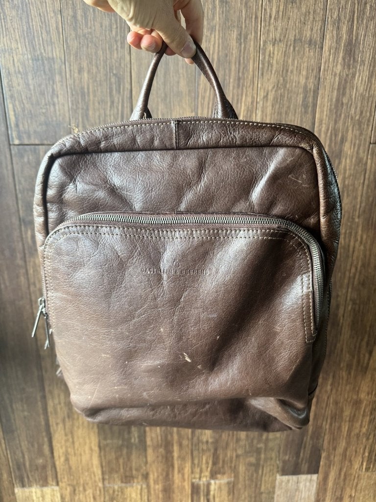 Castelijn & Beerens leren rugzak, bruin, met laptopvak, Ophalen of Verzenden, Gebruikt, Overige merken, 30 tot 45 cm