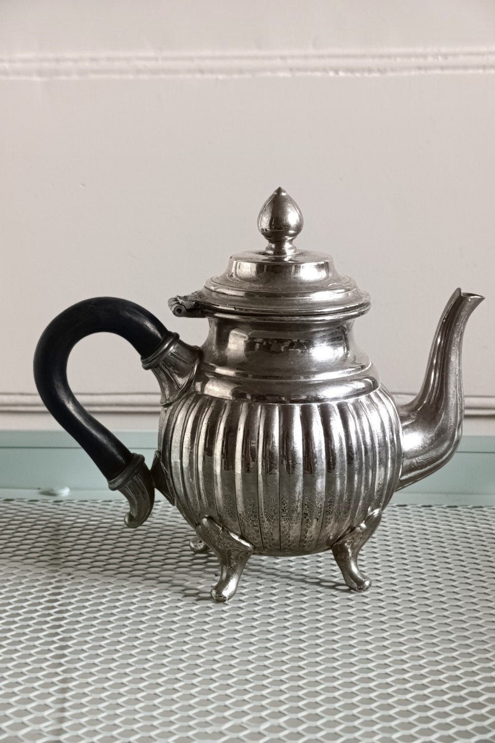 Antieke tinnen theepot/koffiekan Eduard Hueck, Duits tin, ge, Antiek en Kunst, Ophalen of Verzenden