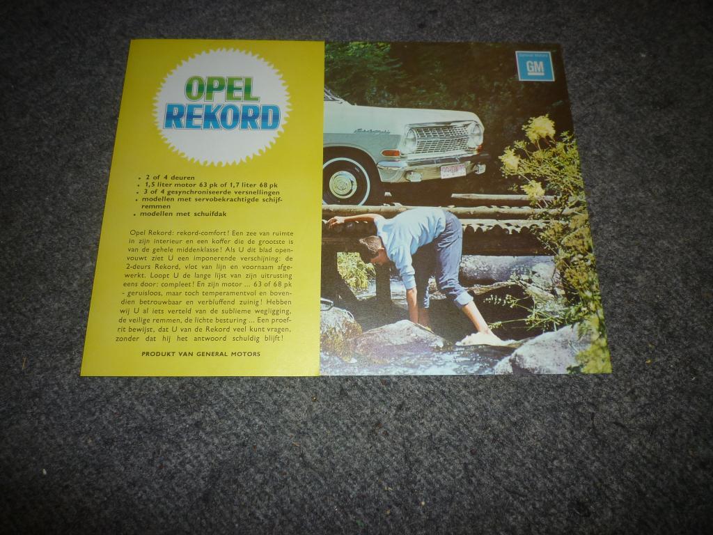 Opel Rekord A folder geel Nederlands, Ophalen of Verzenden, Zo goed als nieuw, Opel