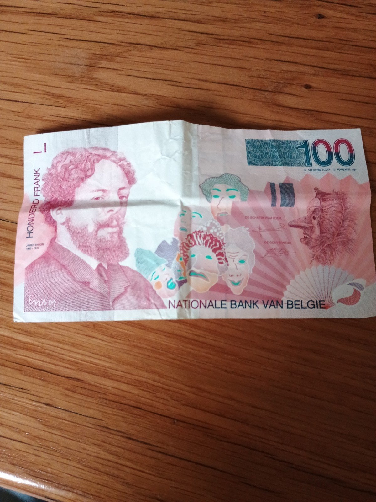 Zeldzaam Belgisch biljet: 100 Frank James Ensor (1995), Ophalen, Los biljet