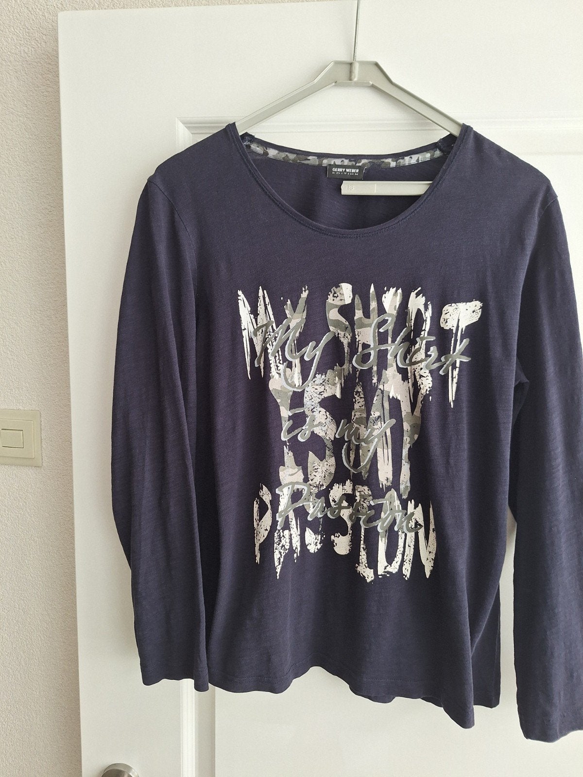 Blauw Gerry Weber shirt L, Ophalen of Verzenden, Zo goed als nieuw, Blauw, Korte mouw