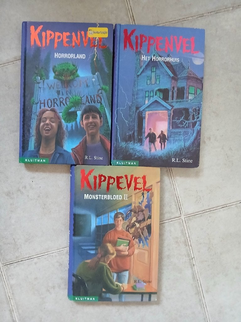3 boeken van R.L. Stine - Kippe(n)vel - Hardcover, Ophalen of Verzenden, Zo goed als nieuw, R.L. Stine