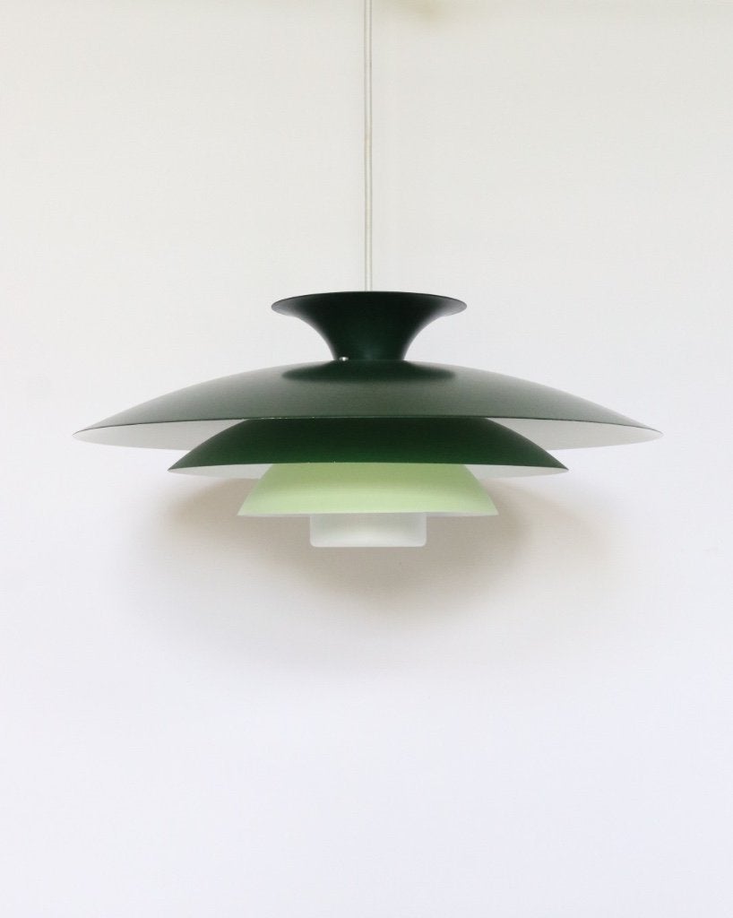 Vintage groene schalenlamp uniek retro hanglamp, Vintage retro midcentury deens design, Top lamper, Ophalen of Verzenden, Zo goed als nieuw